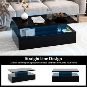 Modern 2-tier High Glossy CoffeeTable with Adjustable Light Colors