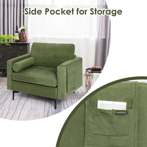 Modern Accent Chair with Detachable Pillow, Armrest Holder & Side Storage Pocket
