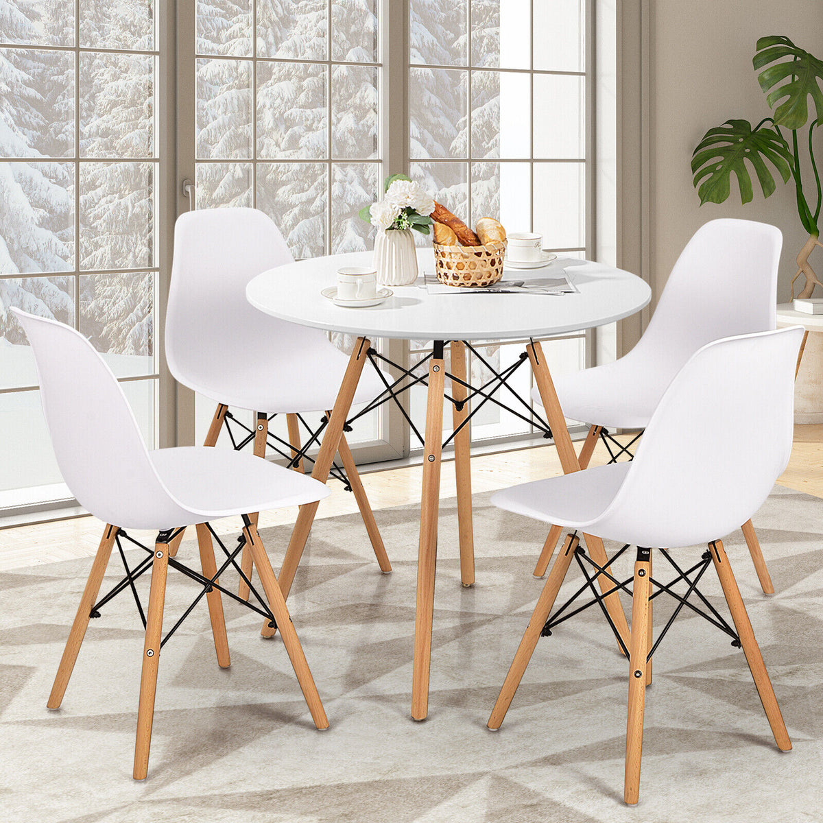 Modern Kitchen Round Dining Room Table with Solid Beech Wood Legs with TSCA Certification for Small Places