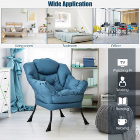 Modern Lazy Sofa Chair Leisure Accent Armchair Upholstered Lounge Chair with Foldable Footrest and Side Storage Pocket