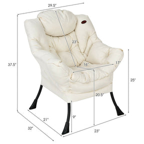 Modern Lazy Sofa Chair Leisure Accent Armchair Upholstered Lounge Chair with Foldable Footrest and Side Storage Pocket