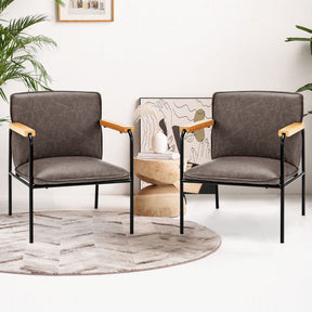 Modern PU Leather Accent Chair Ergonomic Armchair Reading Lounge Chair with Padded Cushion