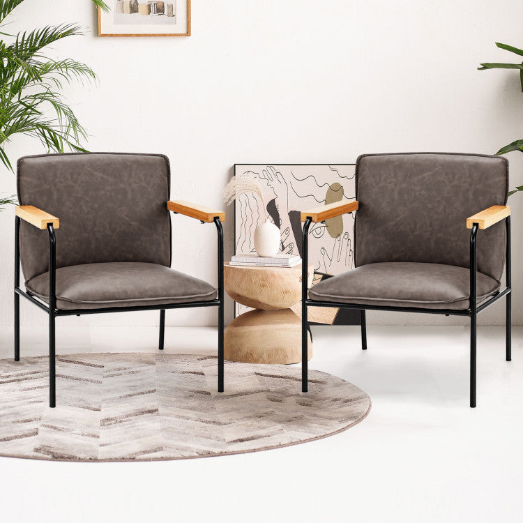 Modern PU Leather Accent Chair Ergonomic Armchair Reading Lounge Chair with Padded Cushion