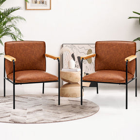 Modern PU Leather Accent Chair Ergonomic Armchair Reading Lounge Chair with Padded Cushion