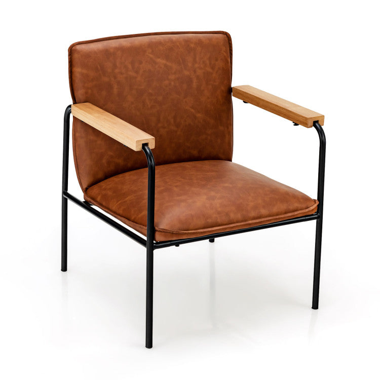 Modern PU Leather Accent Chair Ergonomic Armchair Reading Lounge Chair with Padded Cushion