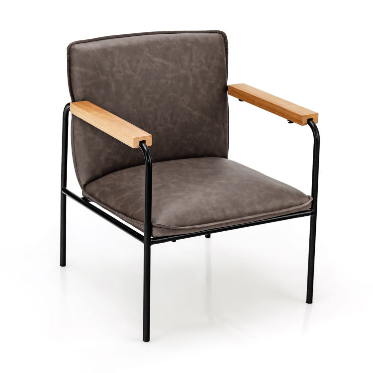 Modern PU Leather Accent Chair Ergonomic Armchair Reading Lounge Chair with Padded Cushion