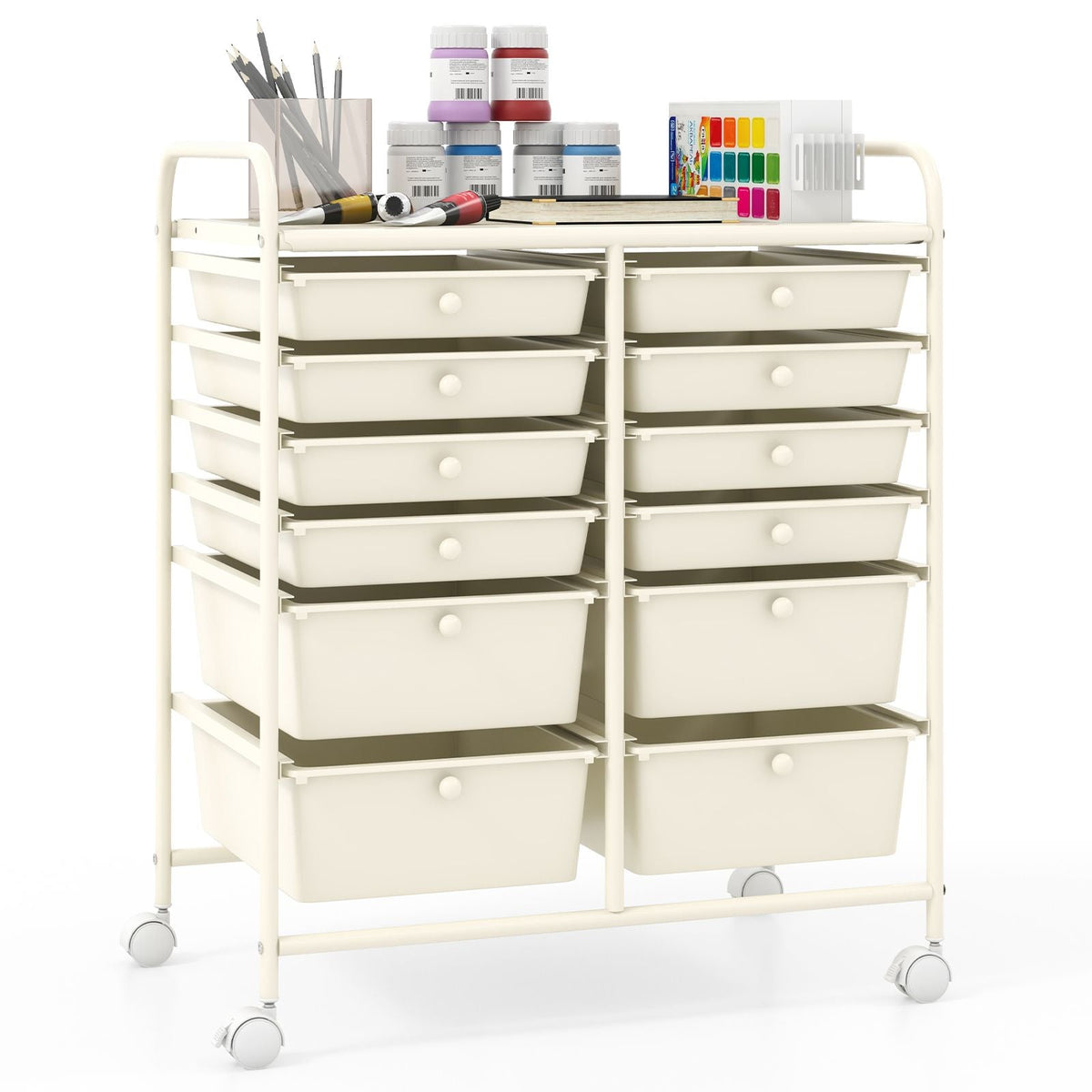 12 Drawer Rolling Storage Cart Organizer, 6-Tier storage trolley Scrapbook Paper Organizer