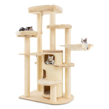 67 Inch Multi-Level Tall Cat Tree Modern Large Cat Tower with Hanging Play Rope and 3-Story Cat Condo