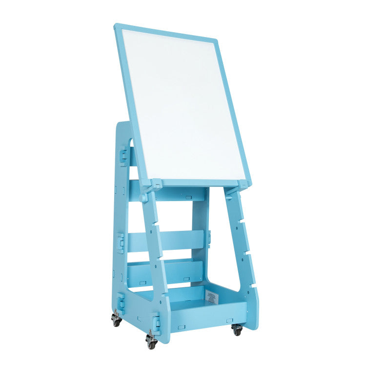 Multifunctional  Adjustable Height Kids' Standing Art Easel with Dry-Erase Board