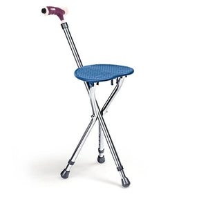 Multigot Folding Walking Stick Cane Seat Portable Adjustable Crutch Chair with LED Light and Retractable Legs