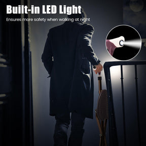 Multigot Folding Walking Stick Cane Seat Portable Adjustable Crutch Chair with LED Light and Retractable Legs