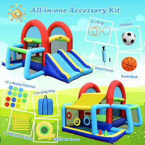 Hikidspace Inflatable Bounce House, 8 in 1 Kids Jumping Castle w/2 Slides, Jumping Area, Target Game & Ring-toss (with 450W Blower)