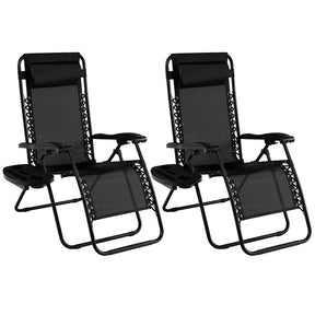 Patio Zero Gravity Lounge Chair with Cup Holder & Removable Pillow