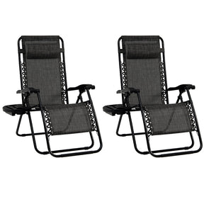 Patio Zero Gravity Lounge Chair with Cup Holder & Removable Pillow