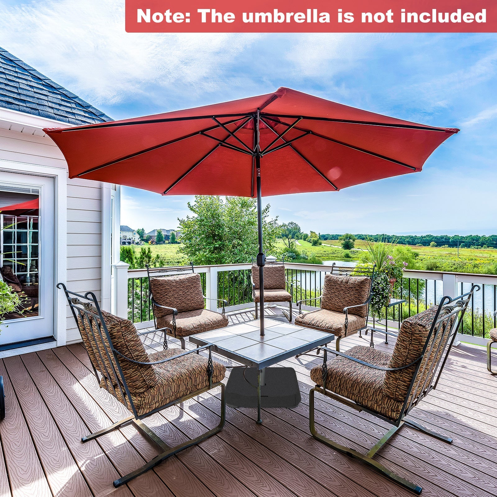 90 kg Patio Umbrella Base with Sandbags, 2 Tightening Knobs