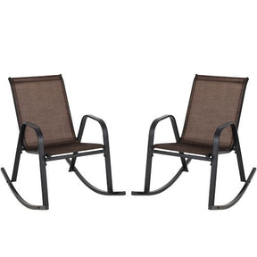 2pcs Patio Rocking Ergonomic Chair w/Sturdy Metal Rocker &Breathable Fabric Seat