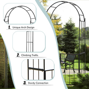 230CM Tall Heavy-Duty Metal Arbour Archway for Climbing Plant Rose Vine