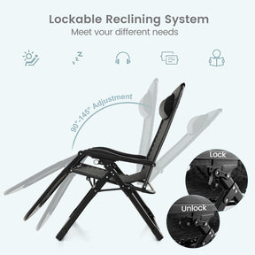 Adjustable Metal Zero Gravity Lounge Chair with Removable Cushion