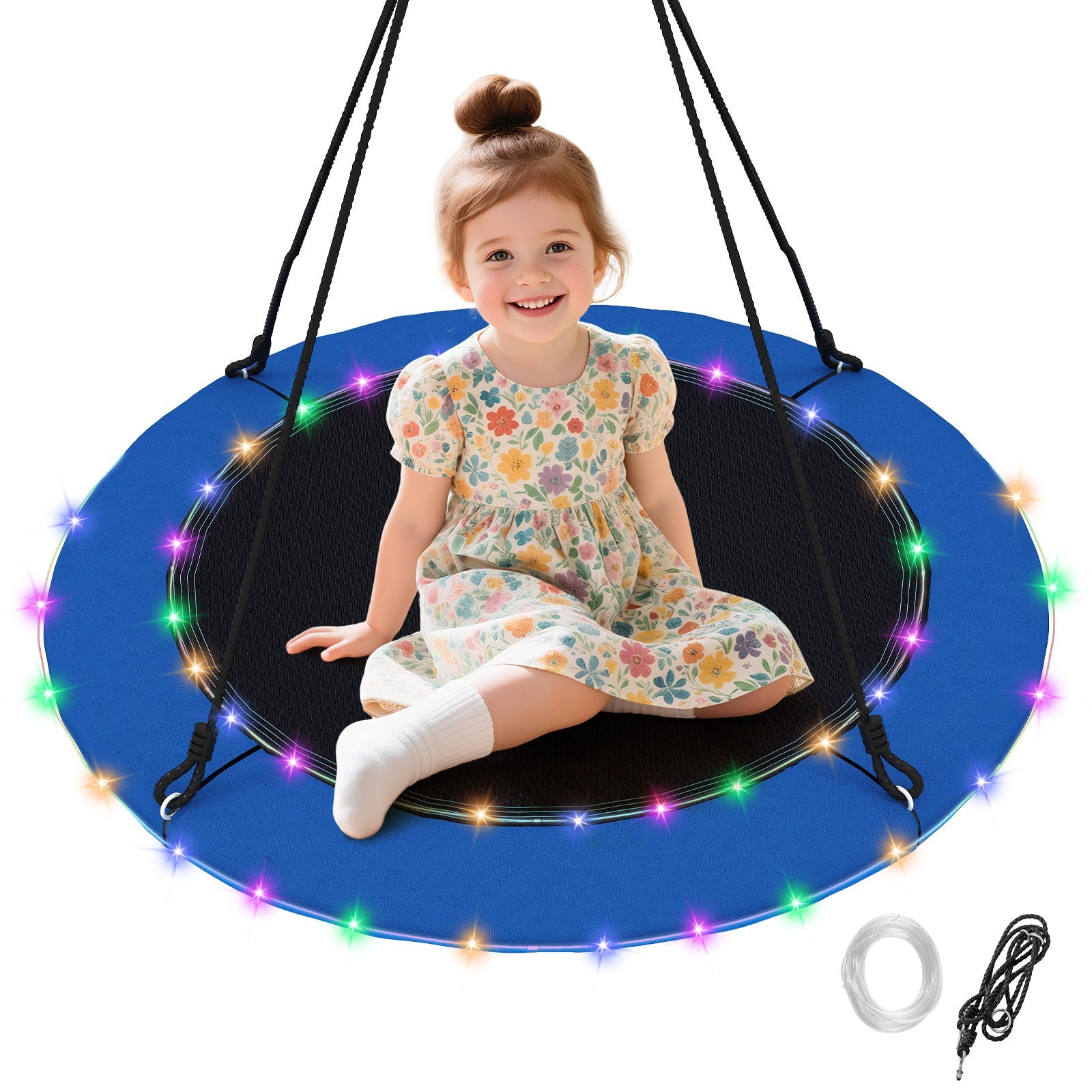HONEY JOY 40”/100CM Saucer Tree Swing with LED Lights