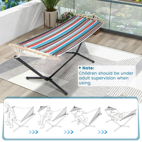 Portable Hammock with Stand, Outdoor Hammock with Space-saving Metal Frame