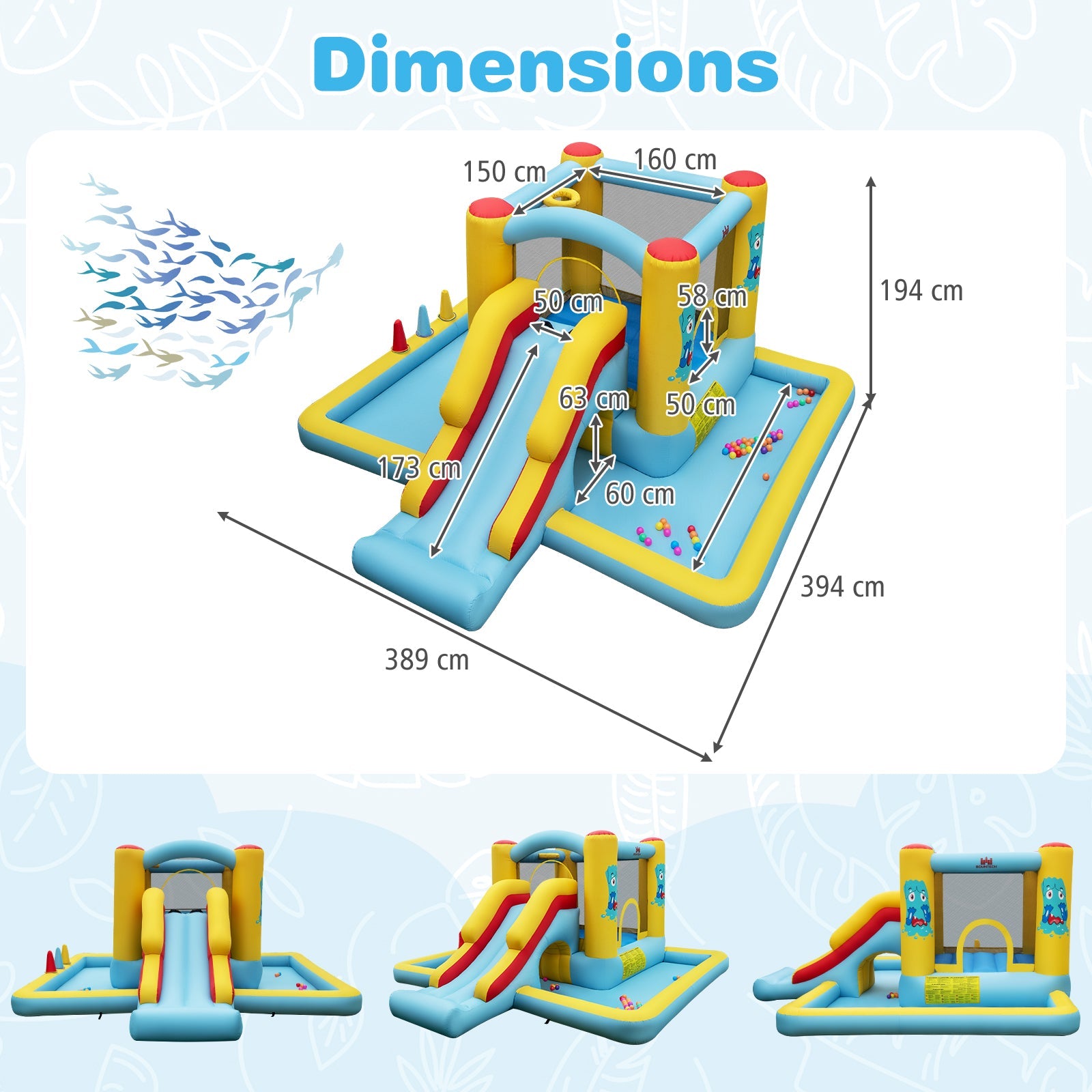 HONEY JOY Inflatable Bounce House, 7-in-1 Giant Bouncy Castle with Slide