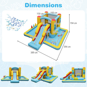 HONEY JOY Inflatable Bounce House, 7-in-1 Giant Bouncy Castle with Slide