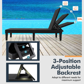 3-Position Reclining Chair with Waterproof Rattan Textured PP Surface