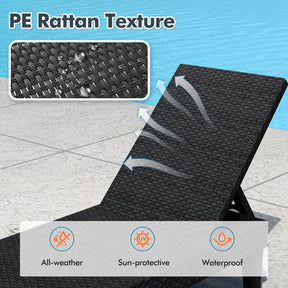 3-Position Reclining Chair with Waterproof Rattan Textured PP Surface