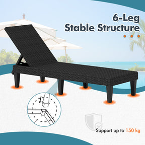 3-Position Reclining Chair with Waterproof Rattan Textured PP Surface