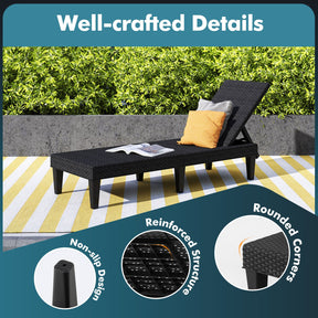 3-Position Reclining Chair with Waterproof Rattan Textured PP Surface