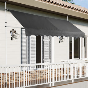 3.5M Manual Retractable Awning, 2-3M Height Adjustable Outdoor Sunshade