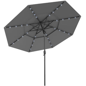 3m Solar Patio Umbrella w/ 32 LED Lights, 3-Tier Vented Top