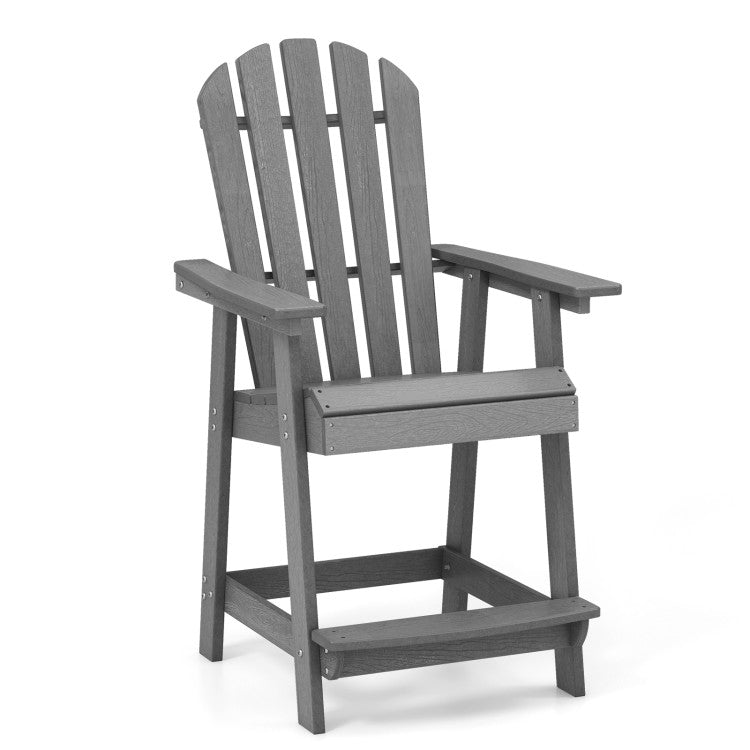 Outdoor HDPE Barstool Patio Dining Chair with Curved Seat and Wide Backrest