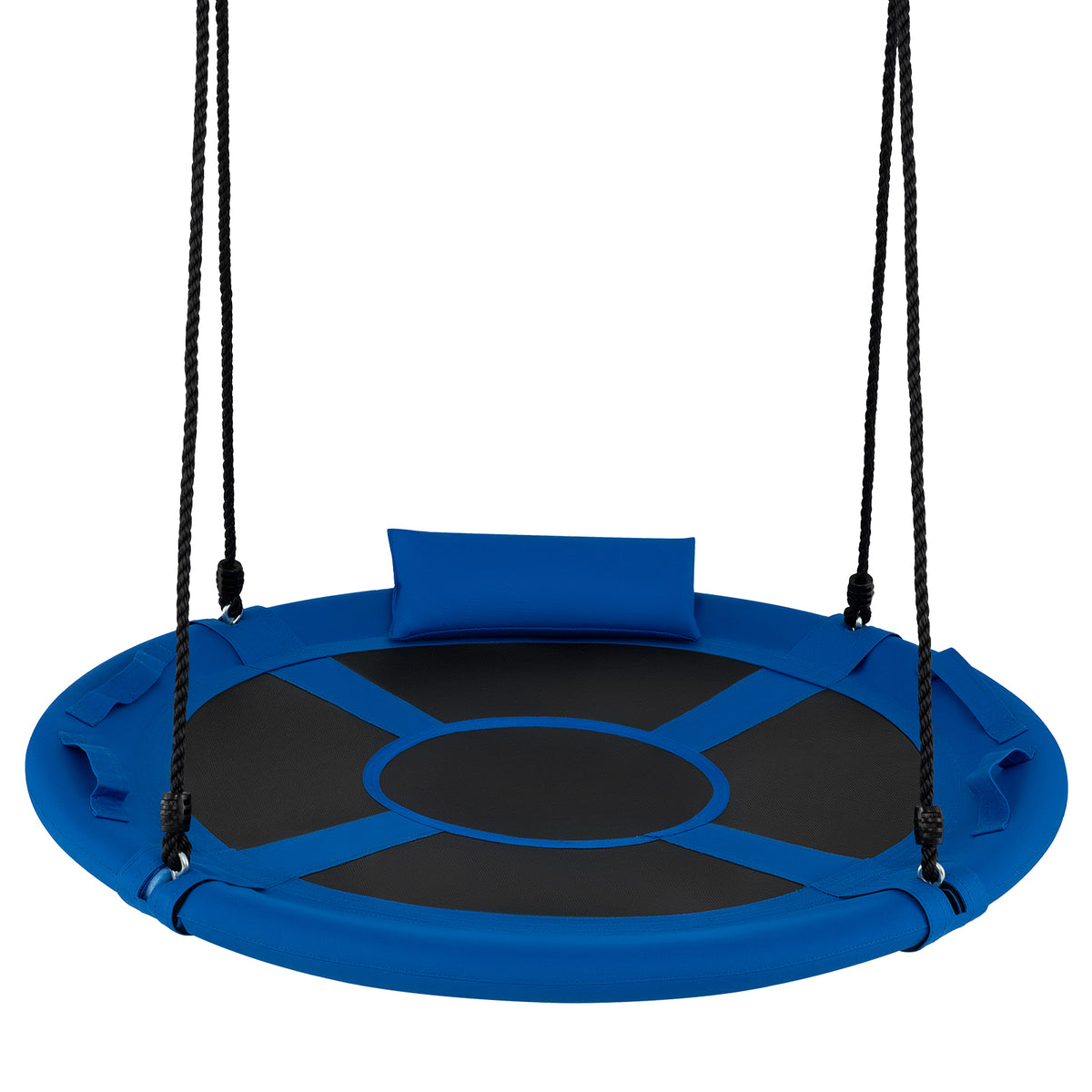 100 cm Tree Swing, Outdoor Saucer Flying Swing w/Soft Headrest, Built-in Handles and Adjustable Hanging Straps