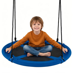 100 cm Tree Swing, Outdoor Saucer Flying Swing w/Soft Headrest, Built-in Handles and Adjustable Hanging Straps