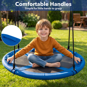 100 cm Tree Swing, Outdoor Saucer Flying Swing w/Soft Headrest, Built-in Handles and Adjustable Hanging Straps