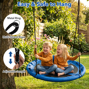 100 cm Tree Swing, Outdoor Saucer Flying Swing w/Soft Headrest, Built-in Handles and Adjustable Hanging Straps