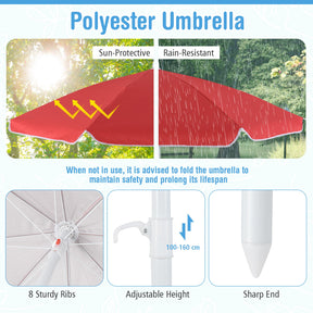 Kids Outdoor Activity Table w/Adjustable & Collapsible Umbrella for up to 8 Children
