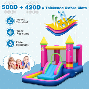 Inflatable Bounce House, 4-in-1 Kids Princess-themed Bouncer for Yard, Lawn, Party