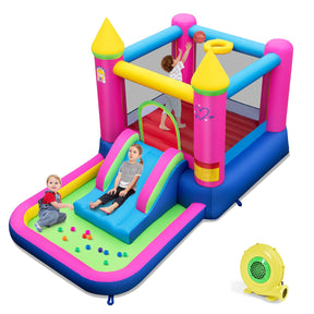 Inflatable Bounce House, 4-in-1 Kids Princess-themed Bouncer for Yard, Lawn, Party