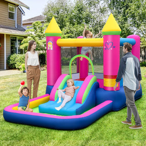 Inflatable Bounce House, 4-in-1 Kids Princess-themed Bouncer for Yard, Lawn, Party