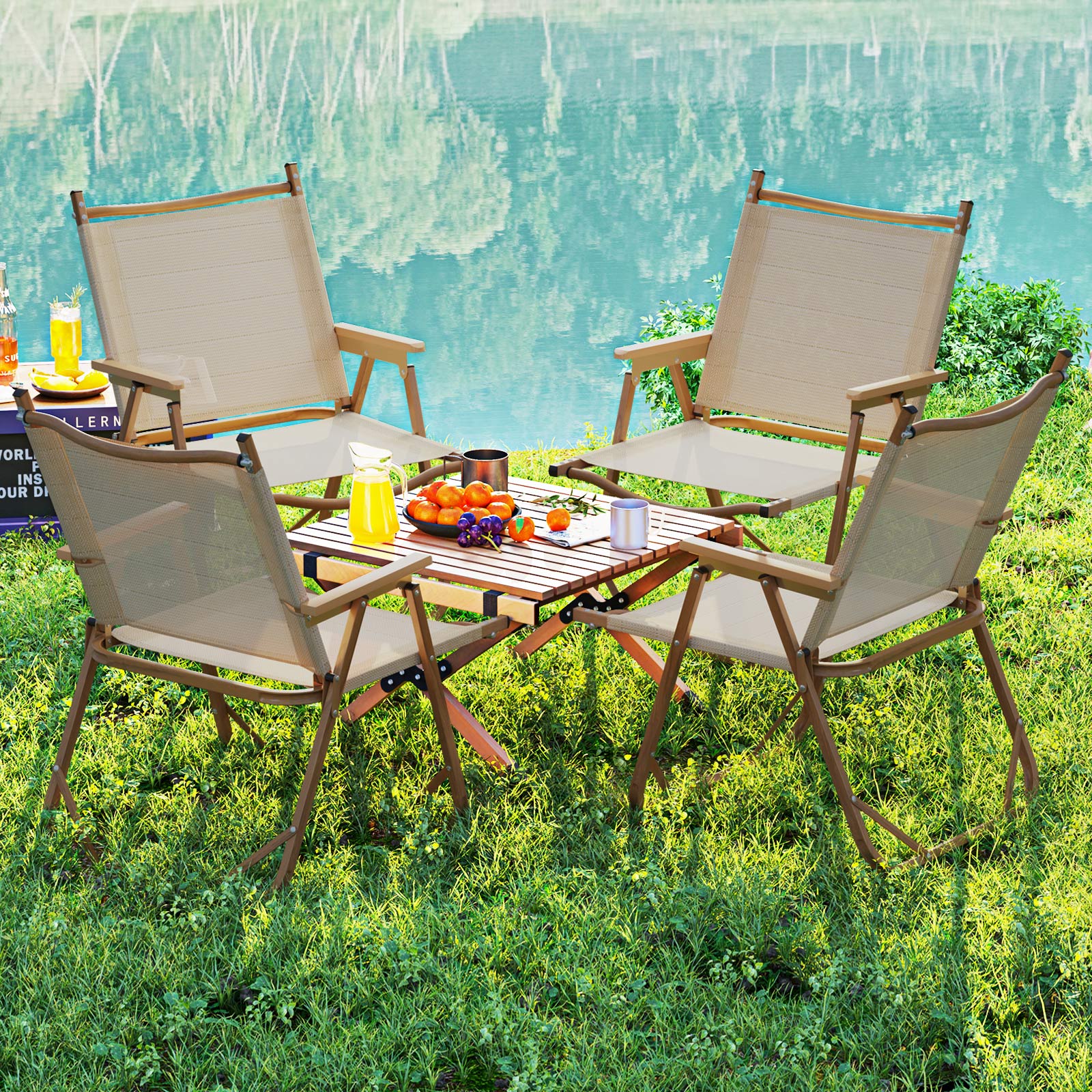 Folding Camp Chairs Set of 2, Lightweight Beach Chairs with Aluminum Frame