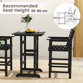 76cm x 76cm Square Bar Table, Patio HDPE Bar Height Dining Table w/Slatted Tabletop