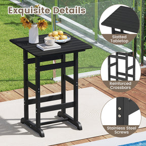 76cm x 76cm Square Bar Table, Patio HDPE Bar Height Dining Table w/Slatted Tabletop