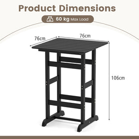 76cm x 76cm Square Bar Table, Patio HDPE Bar Height Dining Table w/Slatted Tabletop
