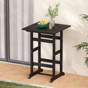 76cm x 76cm Square Bar Table, Patio HDPE Bar Height Dining Table w/Slatted Tabletop