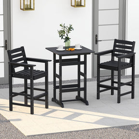 76cm x 76cm Square Bar Table, Patio HDPE Bar Height Dining Table w/Slatted Tabletop