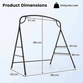 Patio Metal Swing Stand, Heavy-Duty A-Shaped Porch Swing Frame w/Double Side Bars & 2-Ring Design