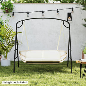 Patio Metal Swing Stand, Heavy-Duty A-Shaped Porch Swing Frame w/Double Side Bars & 2-Ring Design