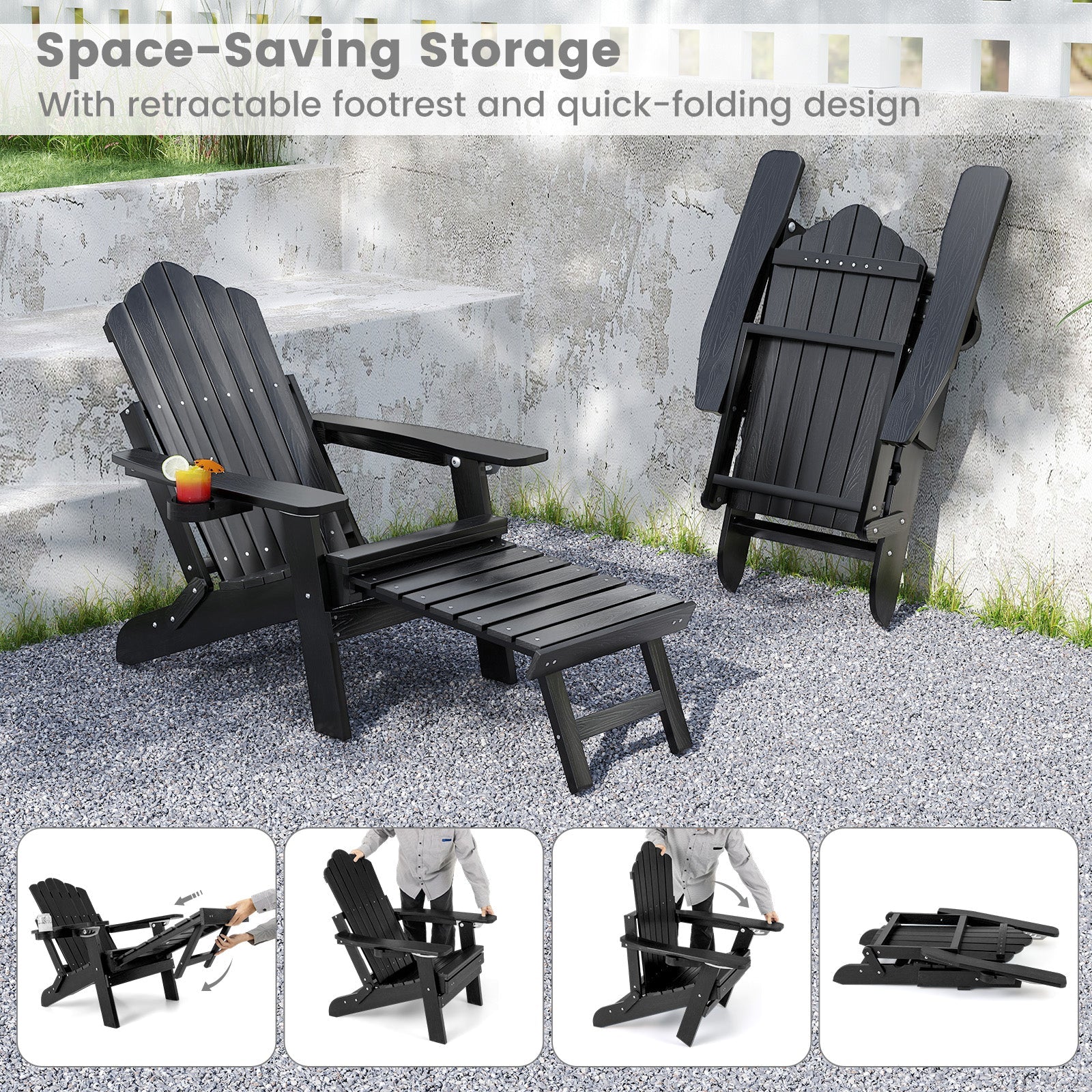 All-Weather HIPS Patio Adirondack Chair 180kg Loaded